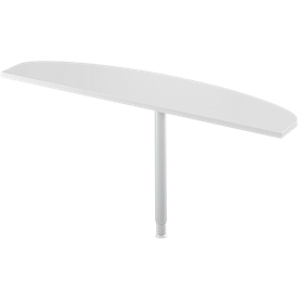 Schäfer Shop Select Table d'extension, 1 pied, forme elliptique, extension à droite, l. 1600 x P 400 mm, gris clair/alu blanc