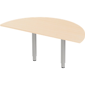 Schäfer Shop Select Table d'extension PLANOVA ERGOSTYLE, 1/2 cercle, décor érable/alu blanc