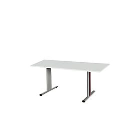 Schäfer Shop Select Table de réunion Planova, rectangulaire, 1600 x 800 mm, gris clair, bandeaux violet bordeaux 