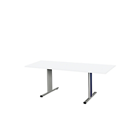 Schäfer Shop Select Table de réunion Planova, rectangulaire, 1800 x 800 mm, blanc, bandeaux bleu gentiane 