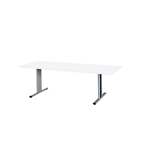 Schäfer Shop Select Table de réunion Planova, rectangulaire, 2000 x 800 mm, blanc, bandeaux bleu gentiane 