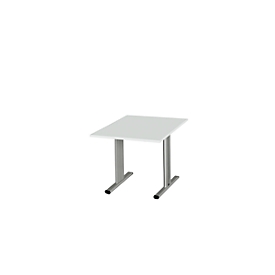 Schäfer Shop Select Table de réunion Planova, Table d'extension, 1000 x 1000 mm, gris clair, bandeaux alu blanc 