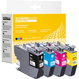 Schäfer Shop Select Tintenpatronen, ersetzt Brother LC-3217 CMYK (LC3217VALBP), Mixpack, cyan, magenta, gelb, schwarz