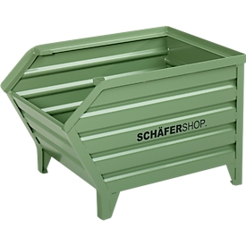 Schäfer Shop Select Transport- und Stapelbehälter, L 1010 x B 520 x H 610 mm, resedagrün RAL 6011, bis 800 kg