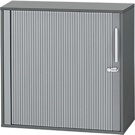 Schäfer Shop Select transverse roller shutter cabinet SET UP, lockable, 2 file heights, W 800 x D 420 x H 788 mm, graphite