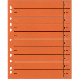 Schäfer Shop Select Trennblätter, mit Taben, DIN A4- Format, Linienaufdruck, Universallochung, 100 Stück, orange