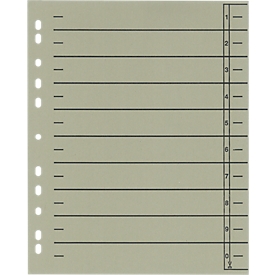 Schäfer Shop Select verdelers, met tabbladen, DIN A4 formaat, lijnopdruk, universele perforatie, 100 stuks, grijs