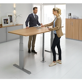 Schäfer Shop  Select Vergadertafel ERGO-T, T-poot, bootvorm, netbox, tweetraps elektr. in hoogte verstelbaar, B 2000 x H 645-1305 mm, esdoornpatroon 