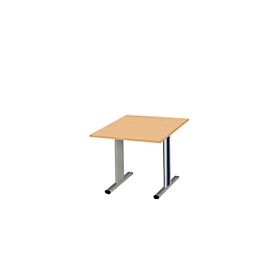 Schäfer Shop  Select Vergadertafel Planova, Aanbouwtafel, 1000 x 1000 mm, beukenpatroon, accentlijst gentiaanblauw 