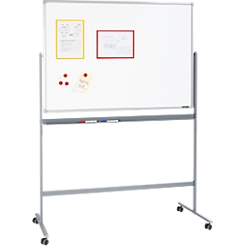 Schäfer Shop Select Verrijdbaar whiteboard - aan 2 zijden te gebruiken - wit gelakt - draaibaar bord - B 1200 x H 900 mm