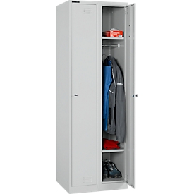 Schäfer Shop Select Vestiaire, set de 2 pièces, 1 compartiment avec 2 étagères, 1 vestiaire avec tringle, L 300 x P 457 x H 1800 mm, tôle fine, serrure à cylindre