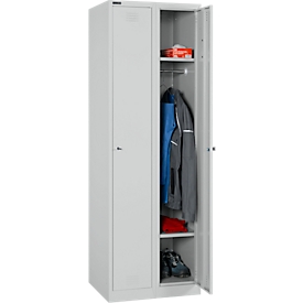 Schäfer Shop Select Vestiaire, set de 2 pièces, 1 compartiment avec 2 étagères et une tringle à vêtements, L 300 x P 457 x H 1800 mm, tôle fine, serrure à cylindre