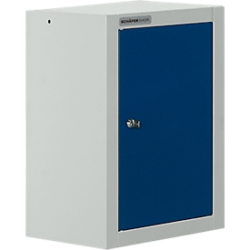 Schäfer Shop Select wandkast, enkeldeurs, met tussenplank, B 400 x D 320 x H 600 mm, staal, lichtgrijs/ gentiaanblauw