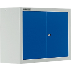 Schäfer Shop Select Wandschrank MS 750, zweitürig, mit Zwischenboden, B 750 x T 320 x H 600 mm, Stahl, lichtgrau/enzianblau