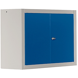 Schäfer Shop Select Wandschrank MS 750, zweitürig, mit Zwischenboden, B 750 x T 320 x H 600 mm, Stahl, weißaluminium/enzianblau