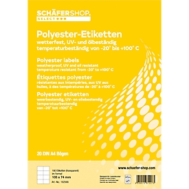 Schäfer Shop Select Weerbestendige etiketten, 105 x 74 mm, transparant mat, 20 vellen