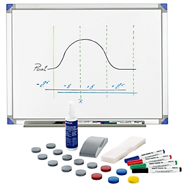 Schäfer Shop Select Whiteboard 90120 emailliert, Alurahmen + Whiteboard-Zubehör-Set Standard GRATIS