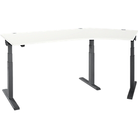 Schäfer Shop Select Winkelschreibtisch ERGO-T 2.0, elektrisch höhenverstellbar, 135° Winkel rechts, T-Fuß, B 2185 mm, weiß/anthrazit