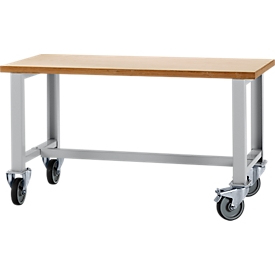 Schäfer Shop Select workbench, mobile, W 1500 x D 700 x H 835 mm, light grey