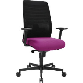 Schäfer Shop Silla de oficina Genius SSI Lady Proline, con reposabrazos, mecanismo síncrono de tres puntos, asiento wellness, respaldo de malla 3D, negro/morado