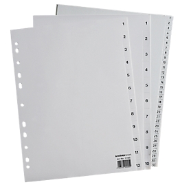 SCHÄFER SHOP Sparset Ordner-Register, Zahlen 1-10, jeweils 12 Sätze, grau