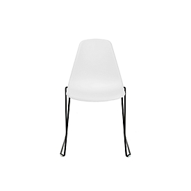 Schalenstuhl Topstar T2020, Kufengestell, ergonomische Sitzschale, stapelbar bis 4 Stück, Sitzhöhe 450 mm, 2er-Set, ohne Armlehnen, weiss/schwarz