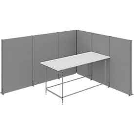 Schallschutz Stellwand System Otto Kind Meeting Point, 6 x 1-seitige Akustikwände & 1 Tisch mit B 2500 mm, Gesamtmaße B 3630 x T 3130 x H 2000 mm
