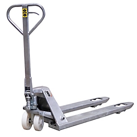 Schefer Gabelhubwagen Galvano, manuell, feuerverzinkt, Traglast 2500 kg, Gabel 1150 mm, Tandemrollen, silber