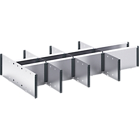 Scheidingswanden Bott verso, voorhoogte lade 175 mm, B 1050 x D 550 x H 127 mm, plaatstaal, grijs