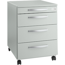 Schfer Shop Select Caisson mobileLOGIN, 3 tiroirs, 1 tiroir à ustensiles, verrouillage central, L 432 x P 580 x H 595 mm, gris clair