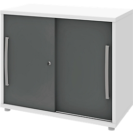 Schiebetüren-Schrank BARI,1 Boden, Schloss, B 800 x T 430 x H 720 mm, weiß/anthrazit