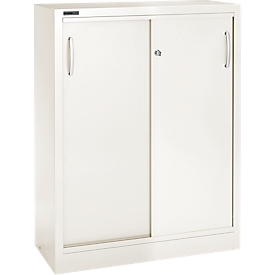 Schiebetürenschrank, 3 Ordnerhöhen, B 1200 mm, weiß RAL 9003