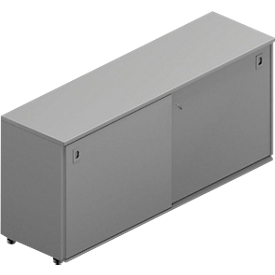 Schiebetürenschrank, B 1600 x T 450 x H 730 mm, grau