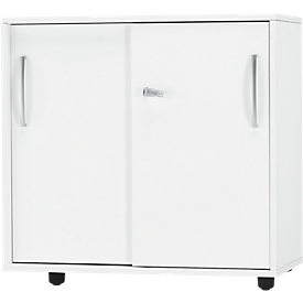 Schiebetürenschrank LOGIN, 2 Ordnerhöhen, B 800 x T 420 x H 744 mm, weiß/weiß