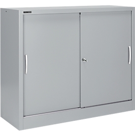 Schiebetürenschrank MS iCONOMY, Stahl, 3 Ordnerhöhen, B 1200 x T 400 x H 1215 mm, weißaluminium RAL 9006