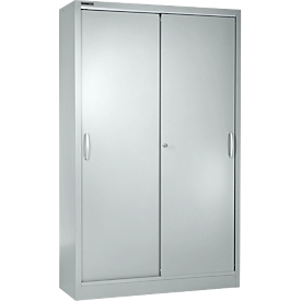 Schiebetürenschrank MS iCONOMY, Stahl, 5 Ordnerhöhen, B 1200 x T 400 x H 1935 mm, weißaluminium RAL 9006