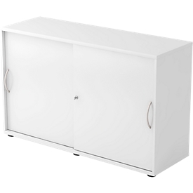 Schiebetürenschrank TARA, 2 Ordnerhöhen, B 1200 x T 400 x H 748 mm, abschließ- & stapelbar, lichtgrau