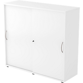 Schiebetürenschrank TARA, 3 Ordnerhöhen, B 1200 x T 400 x H 1180 mm, abschließ- & stapelbar, weiß