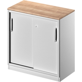 Schiebetürenschrank TETRIS SOLID, 2 OH, B 800 mm, inkl. 19 mm Abdeckplatte, Kirsche Romana/weißalu