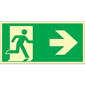 Schild Rettungsweg, rechtsweisend, HLF