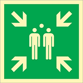 Schild "Sammelstelle", lang nachleuchtend