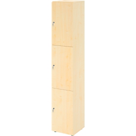 Schließfachschrank Topas Line, 6 Ordnerhöhen, 3 Fächer, Zylinderschloss, B 400 x T 420 x H 2156 mm, Ahorn/Ahorn