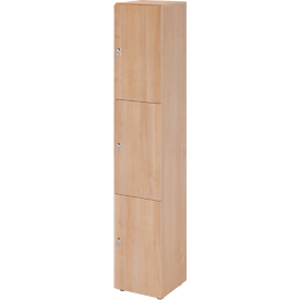 Schließfachschrank Topas Line, 6 Ordnerhöhen, 3 Fächer, Zylinderschloss, B 400 x T 420 x H 2156 mm, Nussbaum/Nussbaum