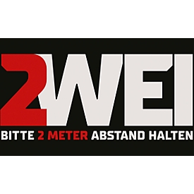 Schmutzfangmatte 2m Abstand halten, für innen, Polyamid/Vinyl, L 900 x B 1500 x H 6 mm, schwarz/rot/weiß