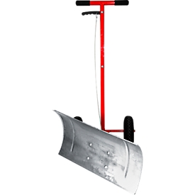 Schneeräumer SZ Metall, 3-fach verstellbare Schaufel, mit Rädern, B 730 x T 420 x H 1190 mm, Stahl, rot-alusilber