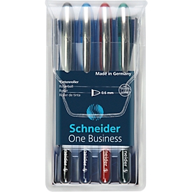 Schneider rollerbalpen One Business, diverse kleuren in etui met 4 stuks