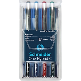 Schneider rollerbalpen One Hybrid C, diverse kleuren in etui met 4 stuks