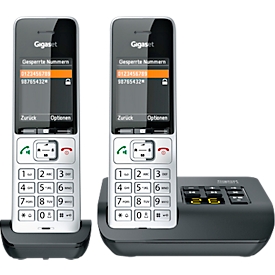 Schnurlostelefon Gigaset Comfort 500A Duo, Anrufbeantworter, hörgerätekompatibel, schwarz