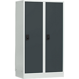 Schoollocker, compartimentbreedte 400 mm, 2 compartimenten, lichtgrijs/antraciet