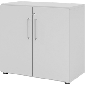 Schränke Breno, 2 OH, abschließbar, 28 kg je Boden, B 800 x T 420 x H 748 mm, lichtgrau/lichtgrau